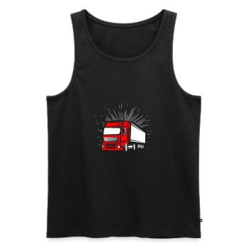 LKW - Männer Premium Bio Tank Top - Schwarz - Vorne - Michal (187cm)