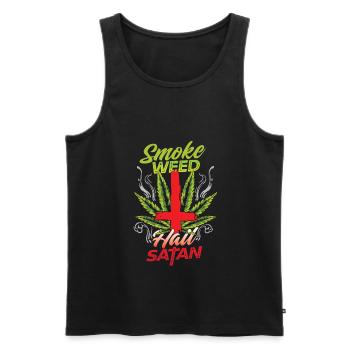 Smoke Weed Hail Satan Marijuana Cannabis Smoking - Débardeur bio Premium Homme - noir - Devant - Michal (187cm)