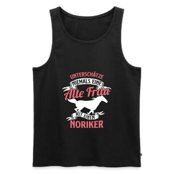 Unterschätze Niemals Alte Frau Noriker Reiterin - Männer Premium Bio Tank Top - Schwarz - Vorne - Michal (187cm)