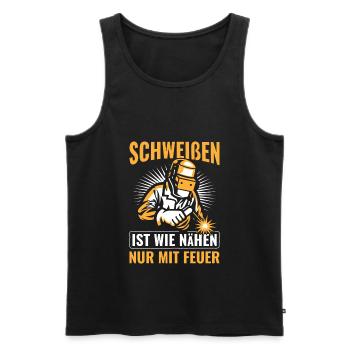 Schweißer Schweissen - Männer Premium Bio Tank Top - Schwarz - Vorne - Michal (187cm)