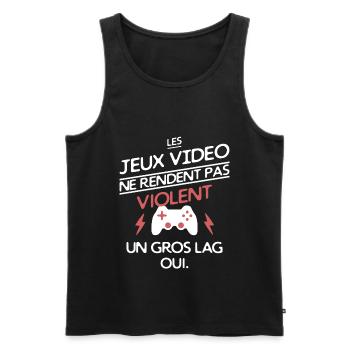 Gamers - le lag - Débardeur bio Premium Homme - noir - Devant - AI Model Male 178 light (178cm)