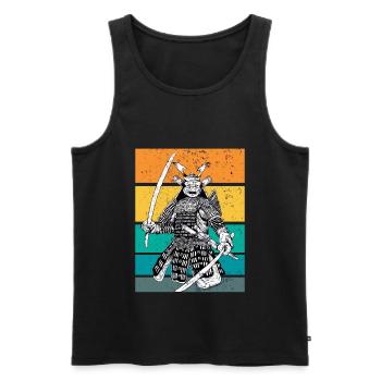 kampfkunst japanischer Samurai beim Ritual - Männer Premium Bio Tank Top - Schwarz - Vorne - AI Model Male 178 light (178cm)