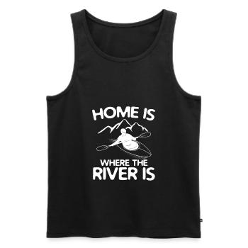 La maison est où la rivière est | Kayak Cadeaux - Débardeur bio Premium Homme - noir - Devant - Michal (187cm)