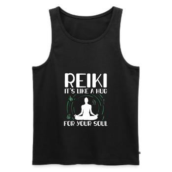 Reiki Proverbes | Reiki Maître Spirituel Cadeaux - Débardeur bio Premium Homme - noir - Devant - Michal (187cm)