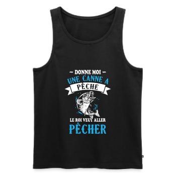 Le roi veut aller pêche / Cadeau pêcheur - Débardeur bio Premium Homme - noir - Devant - Michal (187cm)