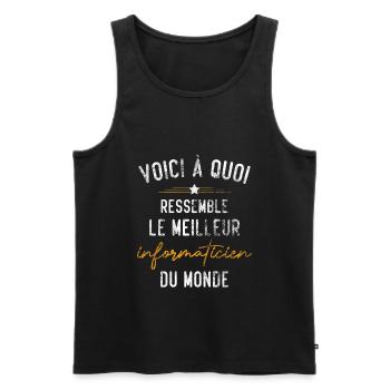 Cadeau le meilleur informaticien du monde - Débardeur bio Premium Homme - noir - Devant - Michal (187cm)