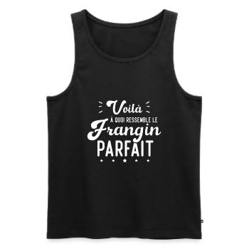 Voilà À Quoi Ressemble Le Frangin Parfait - Débardeur bio Premium Homme - noir - Devant - Michal (187cm)