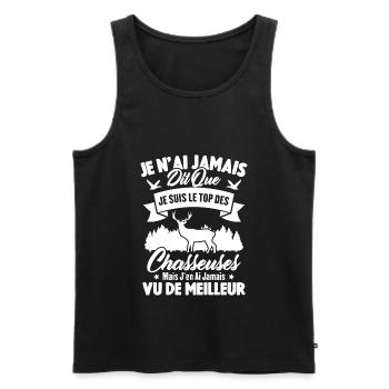 Je suis le top des chasseuses / Cadeau Chasseur - Débardeur bio Premium Homme - noir - Devant - Michal (187cm)