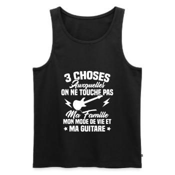 Touche pas ma guitare, Cadeau humour guitariste - Débardeur bio Premium Homme - noir - Devant - Michal (187cm)
