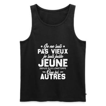 Je ne suis pas vieux je suis juste jeune - Débardeur bio Premium Homme - noir - Devant - Michal (187cm)