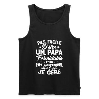 Un papa formidable et un papy exceptionnel - Débardeur bio Premium Homme - noir - Devant - AI Model Male 178 light (178cm)