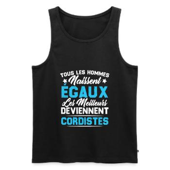 Les Meilleurs Hommes Deviennent Cordistes - Débardeur bio Premium Homme - noir - Devant - AI Model Male 178 light (178cm)