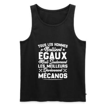 Les Hommes Naissent Egaux - Les Meilleurs Mécanos - Débardeur bio Premium Homme - noir - Devant - Michal (187cm)