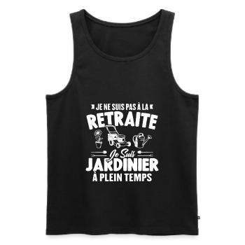 Je Ne Suis Pas À La Retraite Je Suis Jardinier - Débardeur bio Premium Homme - noir - Devant - Michal (187cm)