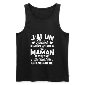 Secret Cadeau Annonce Grossesse Grand-Frère - Débardeur bio Premium Homme - noir - Devant - Michal (187cm)