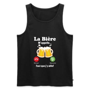 La Bière m'appelle - Débardeur bio Premium Homme - noir - Devant - Michal (187cm)