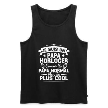 Je Suis Un Papa Horloger Comme Un Papa Normal - Débardeur bio Premium Homme - noir - Devant - Michal (187cm)