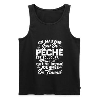 Un mauvais jour de Pêche est toujours mieux - Débardeur bio Premium Homme - noir - Devant - Michal (187cm)