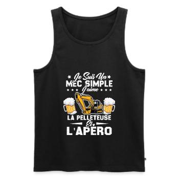 Un Mec Simple J'aime La Pelleteuse Et L'apéro - Débardeur bio Premium Homme - noir - Devant - Michal (187cm)