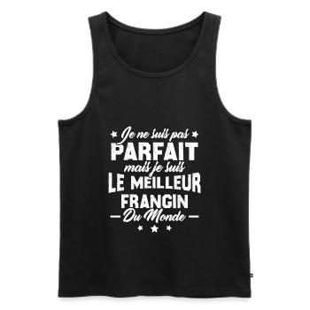 Pas parfait mais le meilleur frangin du monde - Débardeur bio Premium Homme - noir - Devant - AI Model Male 178 light (178cm)