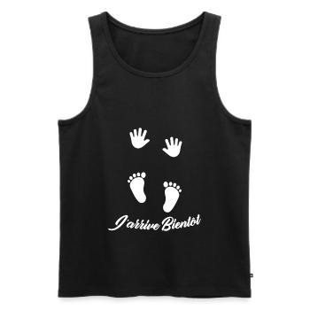 J'arrive Bientôt / Cadeau pour futur maman - Débardeur bio Premium Homme - noir - Devant - Michal (187cm)