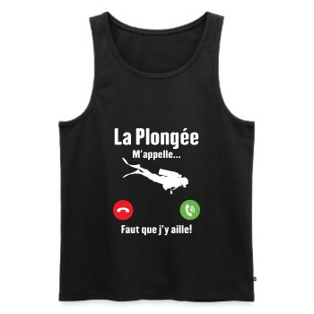 La plongée m'appelle cadeau humour plongeur - Débardeur bio Premium Homme - noir - Devant - Michal (187cm)