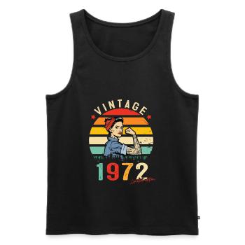 1972 Vintage Édition limitée Cadeau Femmes - Débardeur bio Premium Homme - noir - Devant - Michal (187cm)