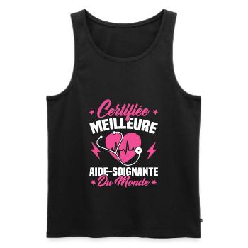Certifiée meilleure aide-soignante du monde - Débardeur bio Premium Homme - noir - Devant - Michal (187cm)