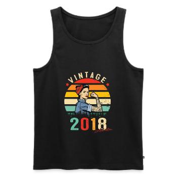 2018 Vintage Limited Edition Gift Women - Men's Premium Organic Tank Top - black - Front - Michal (187cm)