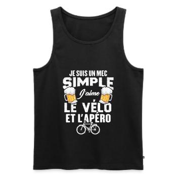 Je Suis Un Mec Simple J'aime Le Vélo Et L'apéro - Débardeur bio Premium Homme - noir - Devant - Michal (187cm)