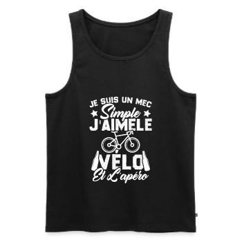 Je Suis Un Mec Simple J'aime Le Vélo Et L'apéro - Débardeur bio Premium Homme - noir - Devant - Michal (187cm)