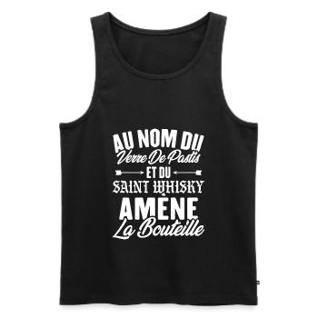 Au nom du verre de pastis et du saint whisky amène - Débardeur bio Premium Homme - noir - Devant - Michal (187cm)