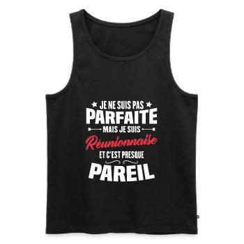 Je ne suis pas parfaite mais je suis Réunionnaise - Débardeur bio Premium Homme - noir - Devant - Michal (187cm)