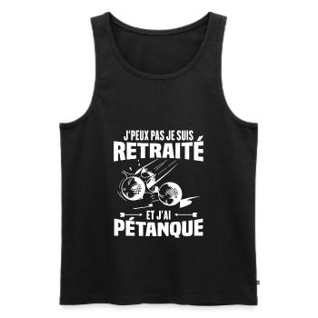 J'peux pas je suis retraité et j'ai pétanque - Débardeur bio Premium Homme - charbon - Devant - Alexander (188cm)