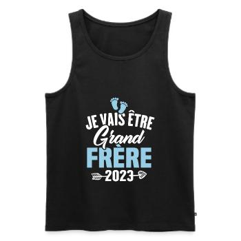 Cadeau Je vais être grand frère 2023 - Débardeur bio Premium Homme - noir - Devant - Michal (187cm)