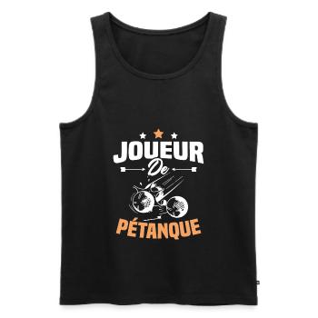 Joueur De Pétanque, Humour Cadeau Pétanque - Débardeur bio Premium Homme - noir - Devant - Michal (187cm)