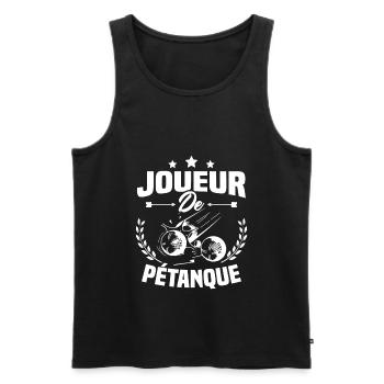 Joueur De Pétanque, Humour Cadeau Pétanque - Débardeur bio Premium Homme - noir - Devant - Michal (187cm)