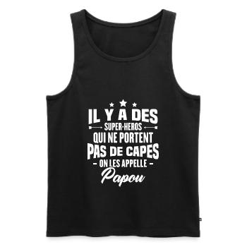 Papou super héros cadeau grand-père - Débardeur bio Premium Homme - noir - Devant - Michal (187cm)