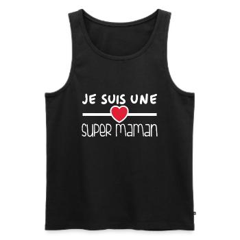 Je suis une super maman - Débardeur bio Premium Homme - noir - Devant - Michal (187cm)