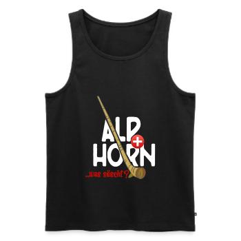 Alphorn Suisse était söscht - Débardeur bio Premium Homme - noir - Devant - AI Model Male 178 light (178cm)