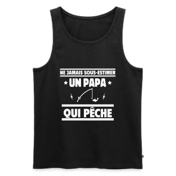 Ne jamais sous-estimer un papa pêcheur - Débardeur bio Premium Homme - noir - Devant - Michal (187cm)