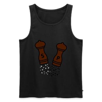 Salz & Pfeffer / Holz Gewürzmühlen / Geschenkidee - Männer Premium Bio Tank Top - Schwarz - Vorne - AI Model Male 178 light (178cm)