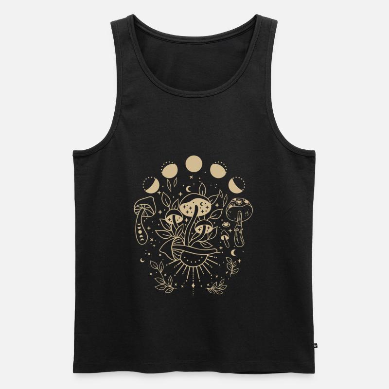 Étoiles Soleil Lune, Boho, ésotérisme, champignons, Magic - Débardeur bio Premium Homme - noir