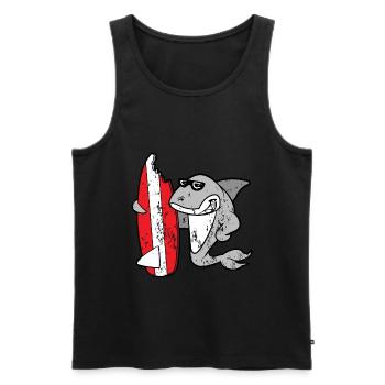 Planche de surf requin style grunge vintage rétro - Débardeur bio Premium Homme - noir - Devant - Michal (187cm)