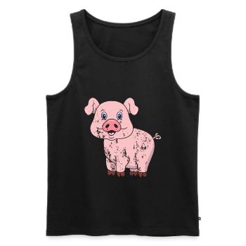 Porcinet cochon style grunge vintage rétro - Débardeur bio Premium Homme - noir - Devant - Michal (187cm)