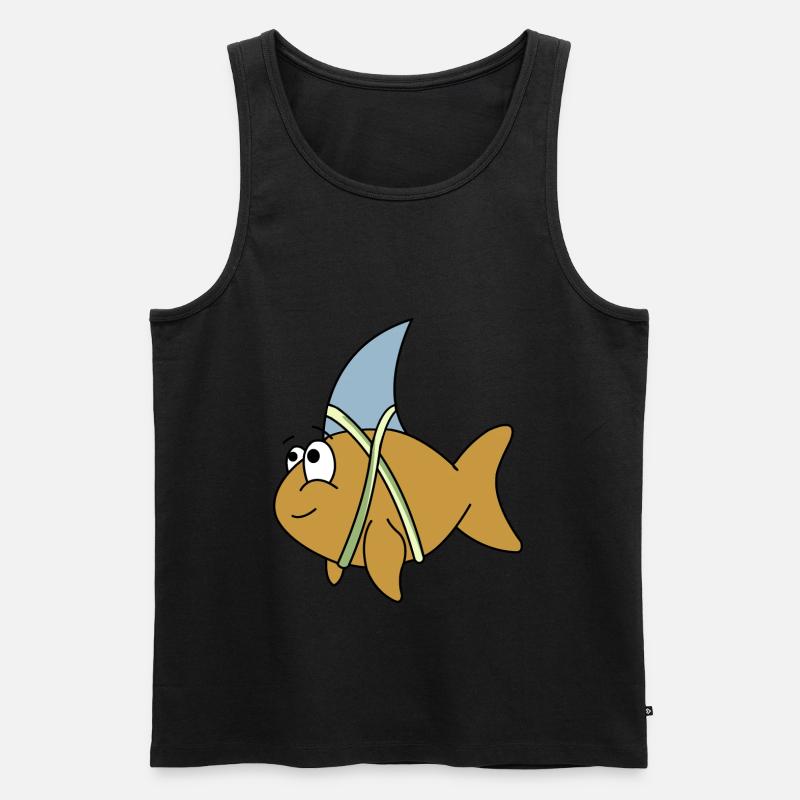 Fisch mit Haifischflosse - Männer Premium Bio Tank Top - Schwarz