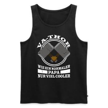 Vathor Fathor Vater Held Hammer Papa - Männer Premium Bio Tank Top - Schwarz - Vorne - Michal (187cm)