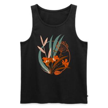 Abstract Floral Botanical Art - Vintage Boho Style - Men's Premium Organic Tank Top - black - Front - AI Model Male 178 light (178cm)