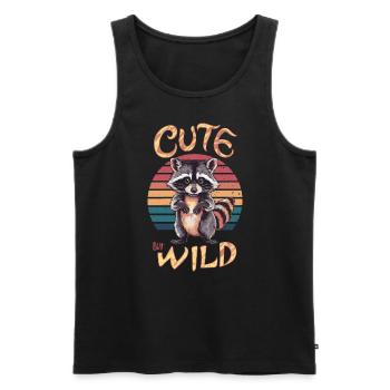 Niedlicher, aber wilder Waschbär Retro Tierhumor - Männer Premium Bio Tank Top - Schwarz - Vorne - AI Model Male 178 light (178cm)