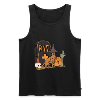 Mignon et effrayant chat abyssin Halloween - Débardeur bio Premium Homme - noir - Devant - Michal (187cm)